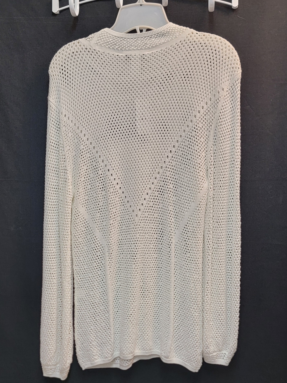 White House Black Market Cream Open-Knit Crewneck Sweater